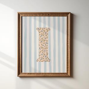 Yo, Impresión inicial, Letra floral, Descarga digital, Arte de acuarela, Idea de regalo, Impresión artística, Impresión descargable, Vintage, Impresión digital