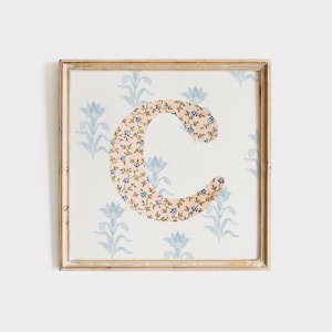C, Impressão inicial quadrada, Letra floral, Download digital, Arte em aquarela, Ideia para presente, Impressão artística, Impressão para download, Vintage, Impressão digital