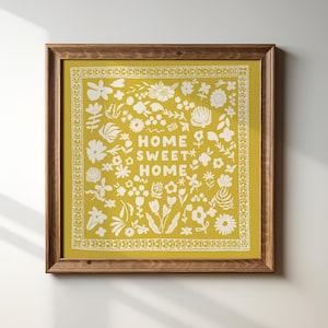 Home Sweet Home Square Print, Digital Download, Wall Art, Trendy Decor, Minimalist, Living Room Art, Cottage, Kitchen, Wall Decor, Cute
