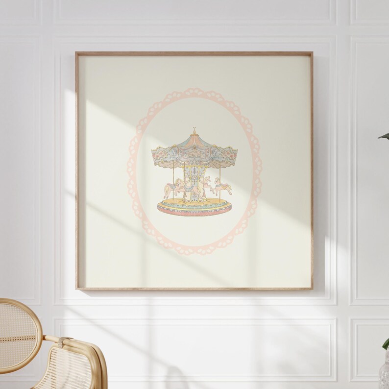 Vintage Carousel Print, Digital Download Wall Art, Trendy Decor, Living ...