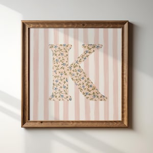 K, Impressão inicial quadrada, Letra floral, Download digital, Arte em aquarela, Ideia para presente, Impressão artística, Impressão para download, Vintage, Impressão digital