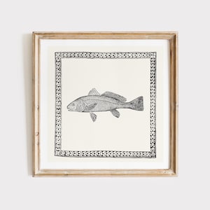 Minimalist Fish Print: Black and White Illustration, Digital Download, Art Print, Gift Idea, Aesthetic