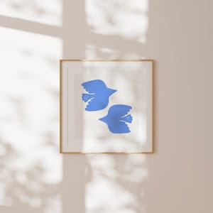 Cornflower Blue Dove Print: Minimalist Square Wall Art (Digital Download)
