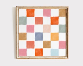 Colorful Checkered Print: Trendy Cottage Wall Art, Digital Downloads, Art Print, Gift Idea, Aesthetic