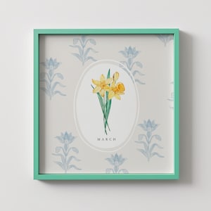 March Daffodil Print: Birth Month Flower Wall Art, Digital Download, Birthflower Gift, Aesthetic Art Print