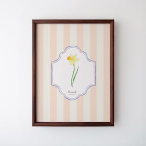 March Birth Flower Print: Daffodil Vintage Botanical Art, Digital Download, Birthflower Gift, Aesthetic Art Print
