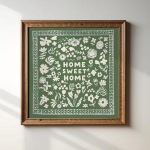 Home Sweet Home Square Print, Digital Download, Wall Art, Trendy Decor, Minimalist, Living Room Art, Cottage, Kitchen, Wall Decor, Cute