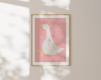 Pink Goose Abstract Painting, Digital Downloadable Wall Art, Trendy Decor, Instant Download, Art Print Downloads, Nursery Decor