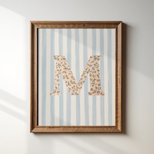 M, Impresión inicial, Letra floral, Descarga digital, Arte de acuarela, Idea de regalo, Impresión artística, Impresión descargable, Vintage, Impresión digital