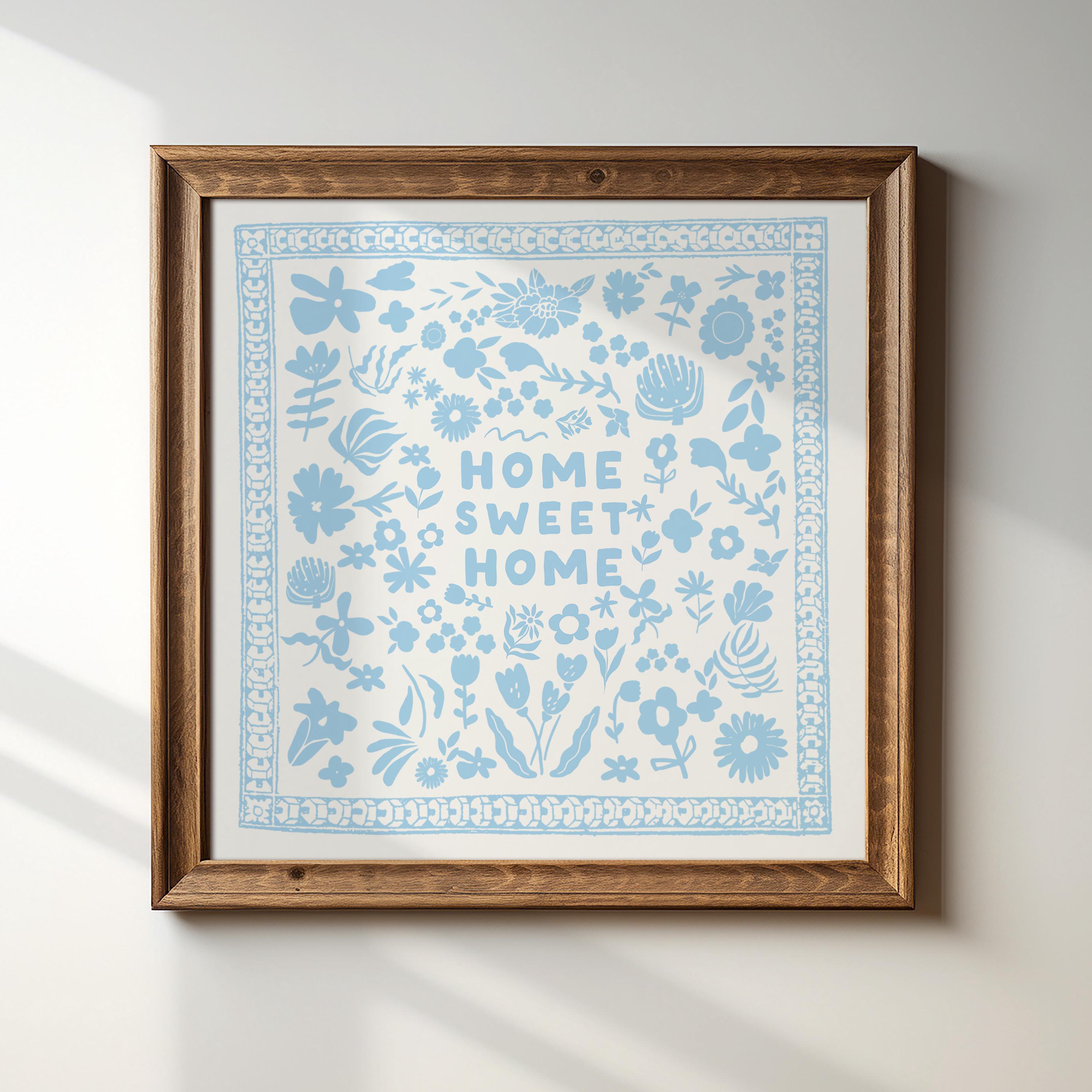 Home Sweet Home Square Print, Digital Download, Wall Art, Trendy Decor, Minimalist, Living Room Art, Cottage, Kitchen, Wall Decor, Cute