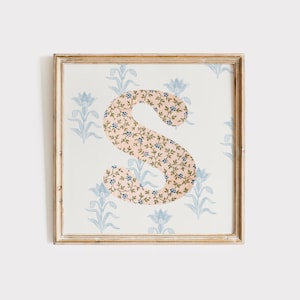 S, Impressão inicial quadrada, Letra floral, Download digital, Arte em aquarela, Ideia para presente, Impressão artística, Impressão para download, Vintage, Impressão digital