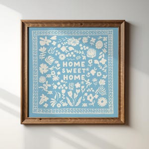 Home Sweet Home Square Print, Digital Download, Wall Art, Trendy Decor, Minimalist, Living Room Art, Cottage, Kitchen, Wall Decor, Cute
