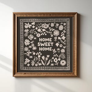 Home Sweet Home Square Print, Digital Download, Wall Art, Trendy Decor, Minimalist, Living Room Art, Cottage, Kitchen, Wall Decor, Cute