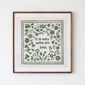It Is Well With My Soul, Forest Green Botanical, Hymnal, Minimalistyczny, Oparty na wierze, Inspirujący wystrój, Natychmiastowe pobranie cyfrowe