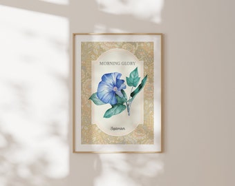 September Geburt Blumen Illustration Prints, 2 Print Bundle, digital herunterladbare Wandkunst, abstrakte Vintage Malerei, botanische, Geschenkidee