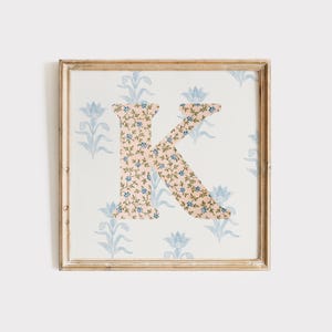 K, Impressão inicial quadrada, Letra floral, Download digital, Arte em aquarela, Ideia para presente, Impressão artística, Impressão para download, Vintage, Impressão digital