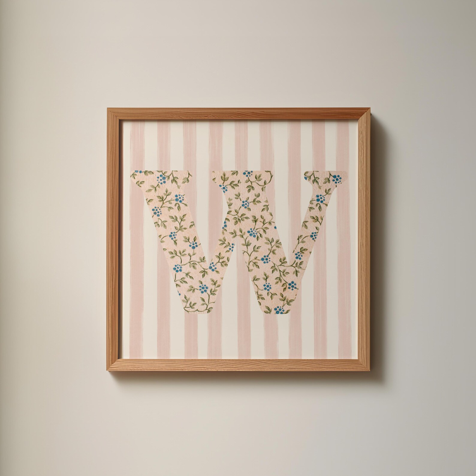 Floral Initial Letter W Print: Watercolor Initial Art, Digital ...