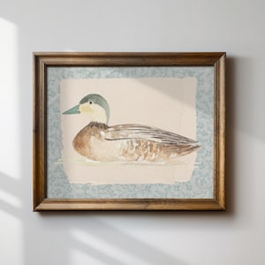 Vintage Mallard Duck Print, Digital Downloadable Wall Art, Nursery Art, Vintage Painting, Cottagecore Decor, Printable Wall Art, Horizontal