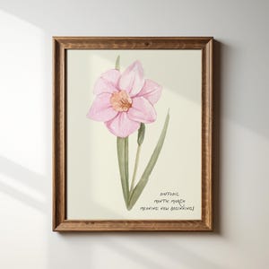 March Daffodil Print: Birth Month Flower, Vintage Painting, Digital Download, Birthflower Gift, Aesthetic Art Print