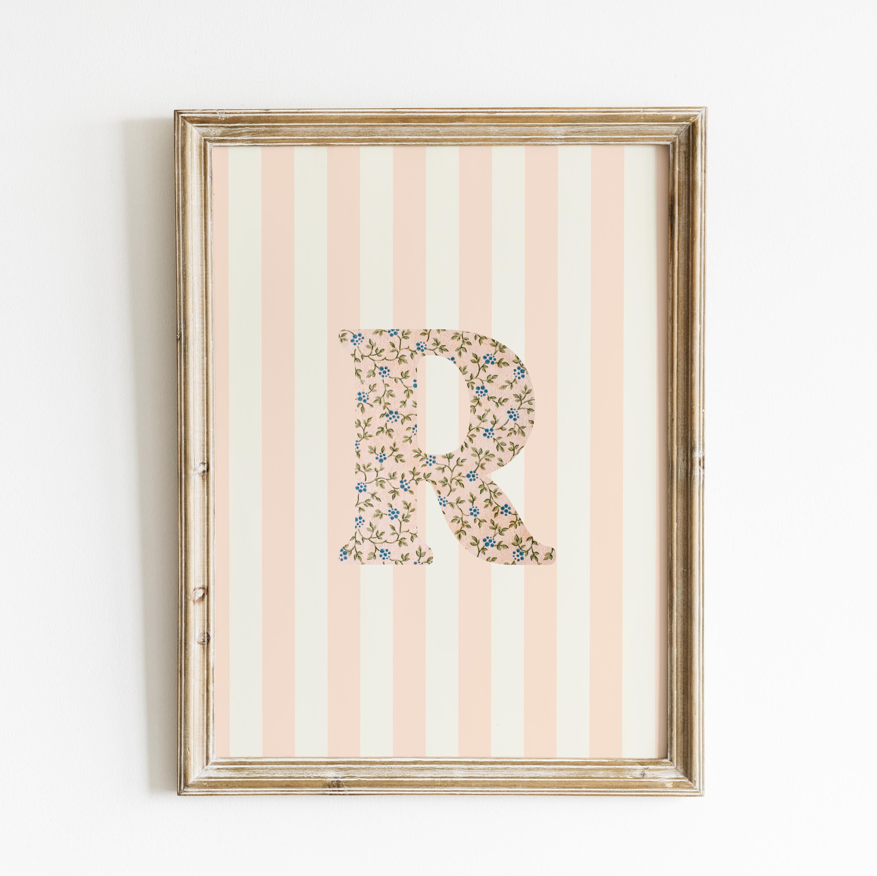 Floral Initial Letter R Print: Vintage Watercolor Initial, Digital ...