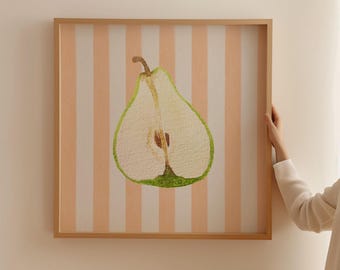 超安い Art, Wall Print, Fruit Colorful Striped Trendy Floral Decor, トップス