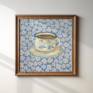 Coffee Cup Square Print: Grandma&#39;s Kitchen Decor, Digital Download, Art Print, Gift Idea, Aesthetic