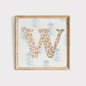 W, Impressão inicial quadrada, Letra floral, Download digital, Arte em aquarela, Ideia para presente, Impressão artística, Impressão para download, Vintage, Impressão digital