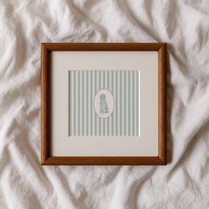 Blue and White Striped Golden Retriever Dog: Trendy Cottage Decor, Digital Downloads, Art Print, Gift Idea, Pet Owner Gift image 9