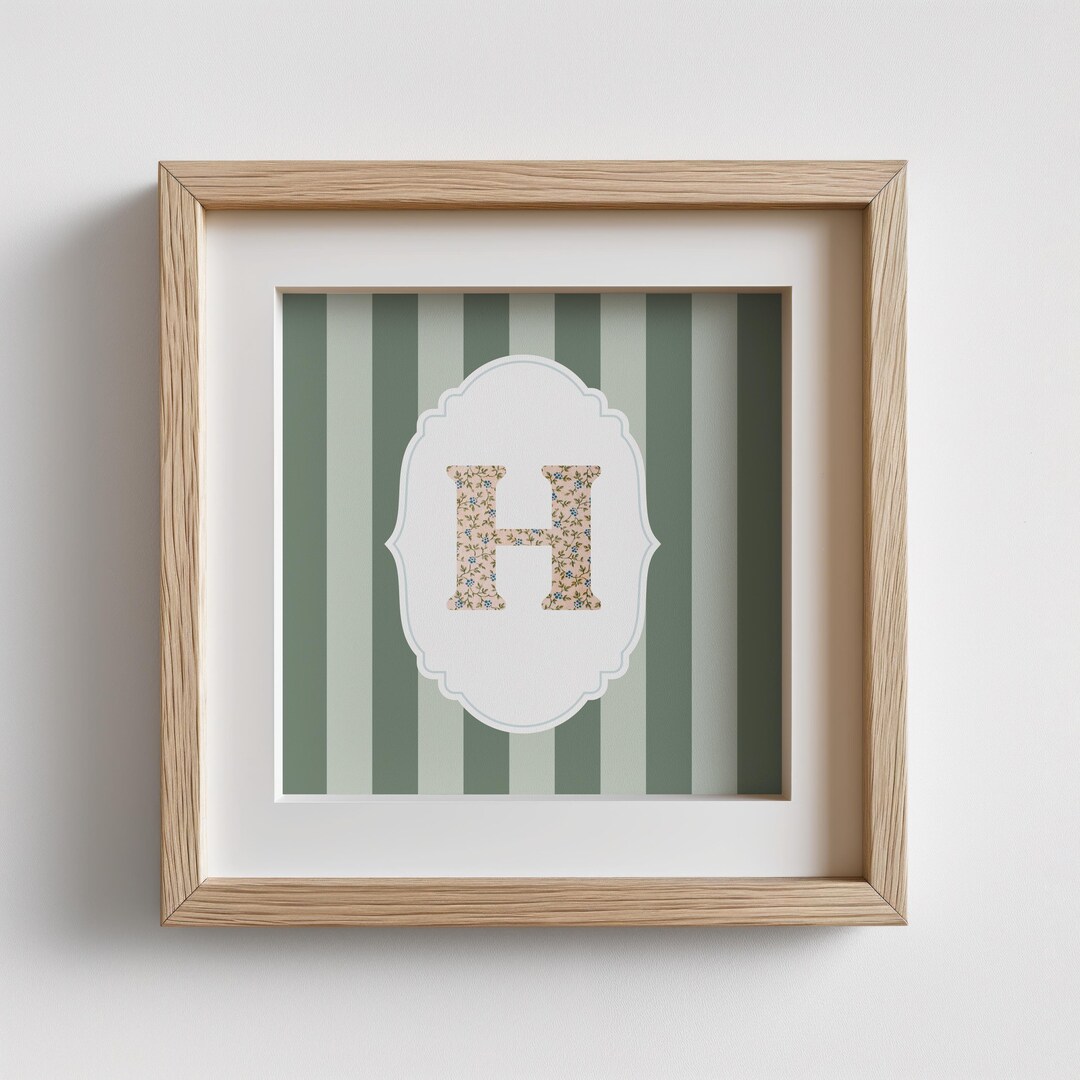 Floral Initial Letter H Print: Personalized Watercolor Initial Art ...