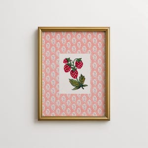 Vintage Pink Berries Art Print: Grandmillennial Trendy Decor, Digital Download, Art Print, Gift Idea, Aesthetic