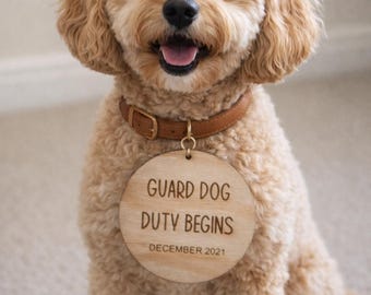 Guard dog duty pet Pregnancy Announcement | Baby Announcement | Dog Announcement Sign