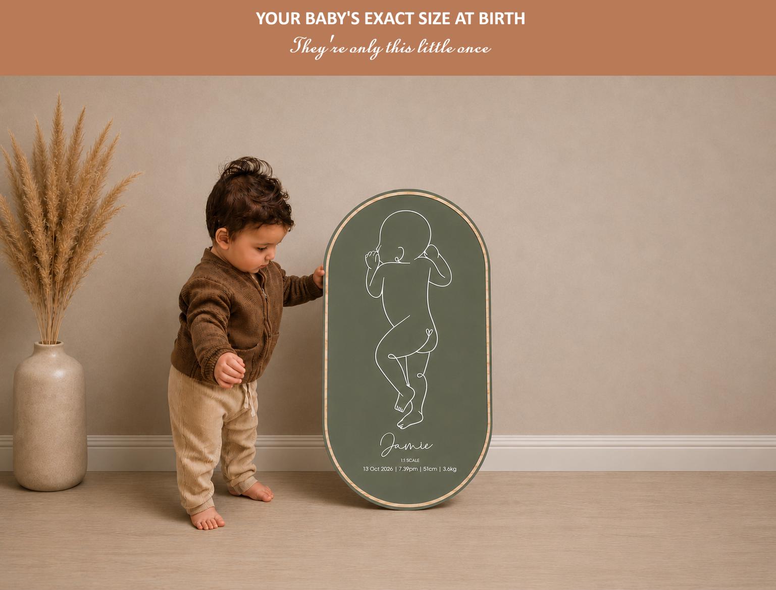 1:1 Scale Baby Nursery Art | Lifesize Baby Birth Plaque – Custom ...