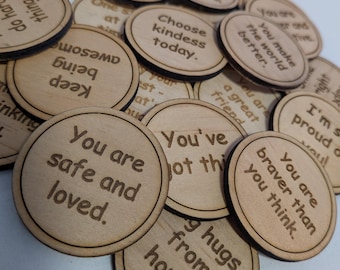 Kids lunch box tokens | Lunchbox notes | Wooden Affirmation tokens | school lunch box affirmations | Self love | Positivity | Be kind