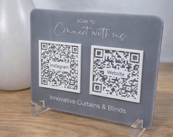 Custom QR Code Business Sign | Acrylic or Timber Social Media Display