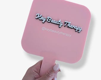 Hand held acrylic beauty mirror | Handheld salon mirror | Personalised mirror | custom mirror