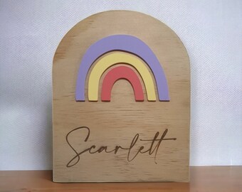 Personalised Arched Rainbow Door Sign| Name plaque