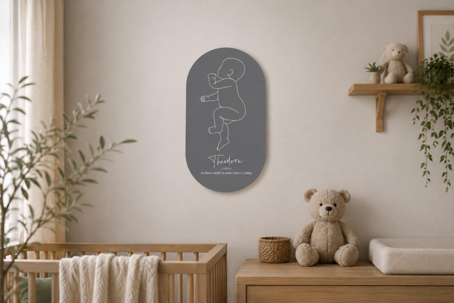 1:1 Scale Baby Nursery Art | Lifesize Baby Birth Plaque – Custom ...