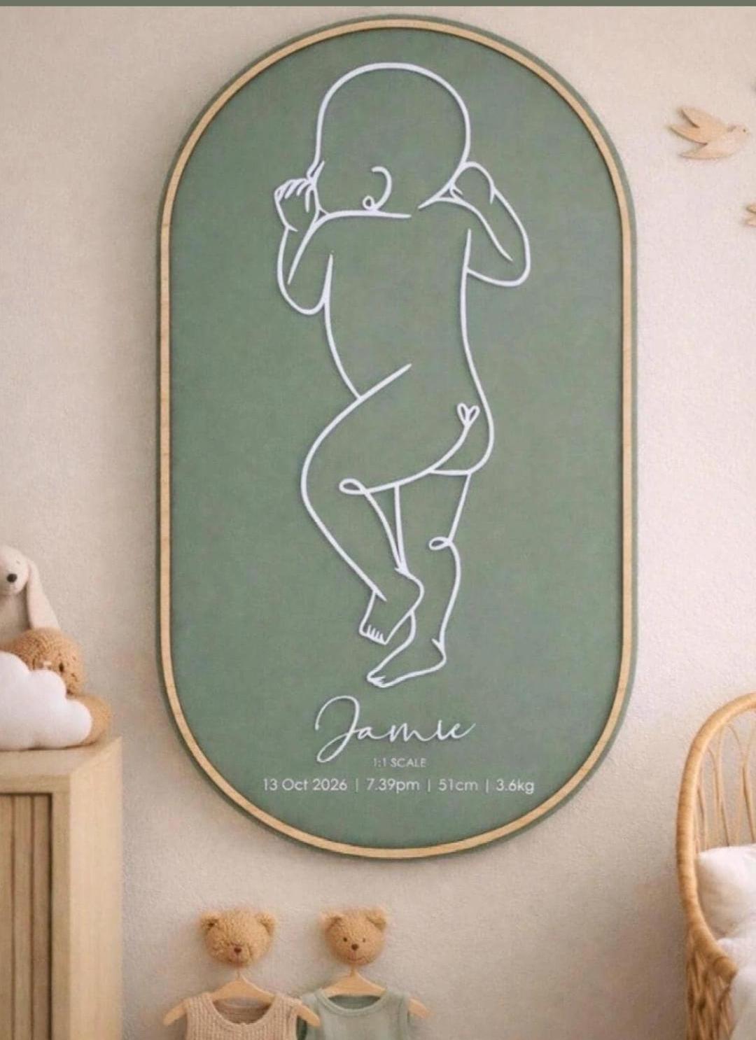 1:1 Scale Baby Nursery Art | Lifesize Baby Birth Plaque – Custom ...
