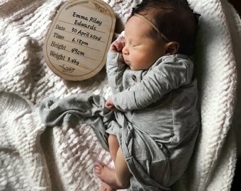 Oval Baby Announcement Plaque | 4 design options | Birth Record | Baby Announcement | Hello World | Birth Stats | Baby prop | Baby photo