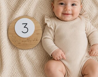 Baby Milestone Card | Reusable milestone card | Timber Baby prop | Baby photo prop