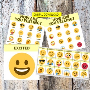 Affichage imprimable Emoji / Tableau des sentiments et des émotions / Flashcards Parfait pour les écoles maternelles, primaires et secondaires / Matériel éducatif