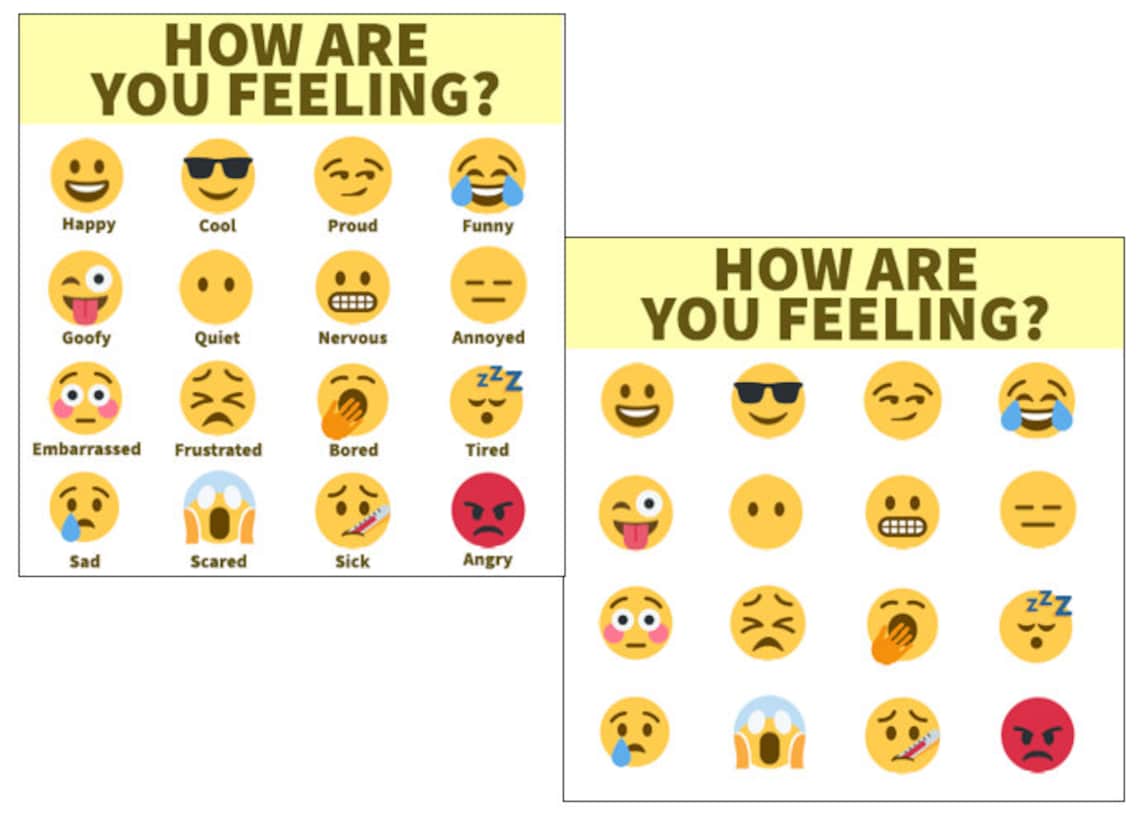Emoji Printable Display / Feelings & Emotions Chart / Flashcards ...