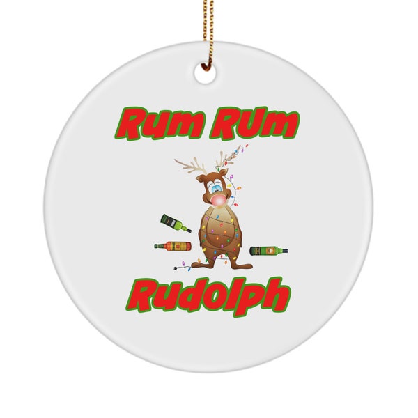 Rum Rum Rudolph | Run Run Rudolph Song Spoof | Rudolph the Red Nosed Reindeer Adult Humor | Inappropriate Drunk Santa's Reindeer Ornament