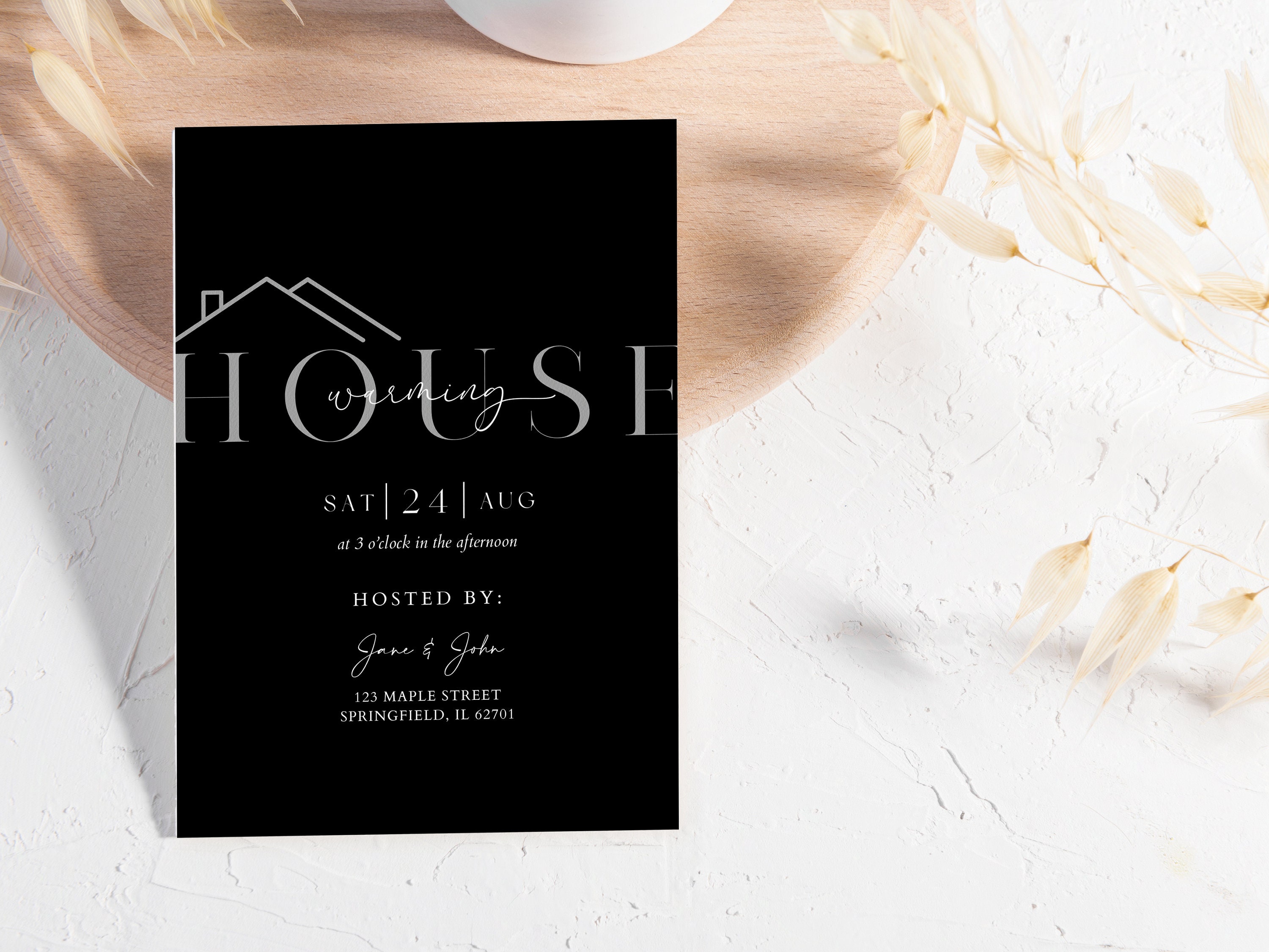 Editable Modern Minimalist Housewarming Invitation Canva Template, New ...