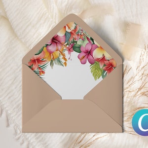 Ziel Hochzeit Umschlag Liner Vorlage, druckbare Umschlag Liner Canva Vorlage, Umschlag Vorlage, bearbeitbare Umschlag Liner, Tropisch