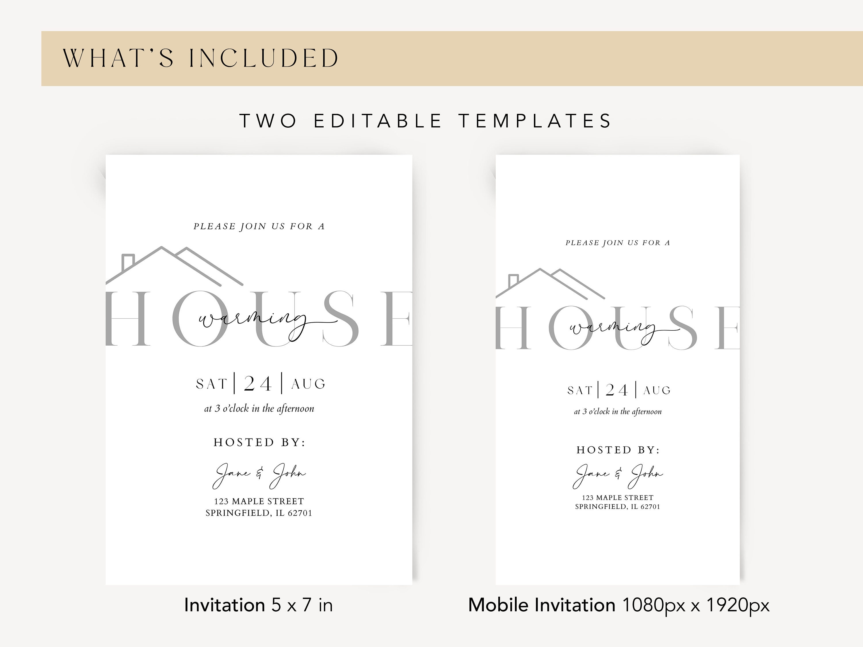 Editable Modern Minimalist Housewarming Invitation Canva Template, New ...