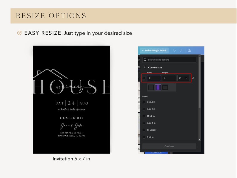 Editable Modern Minimalist Housewarming Invitation Canva Template, New ...