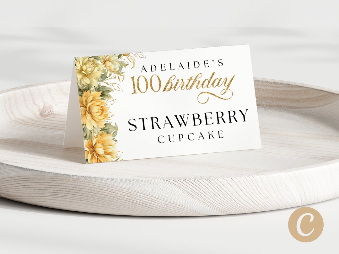 100th Birthday Food Label Canva Template for Mother Grandma, Elegant ...