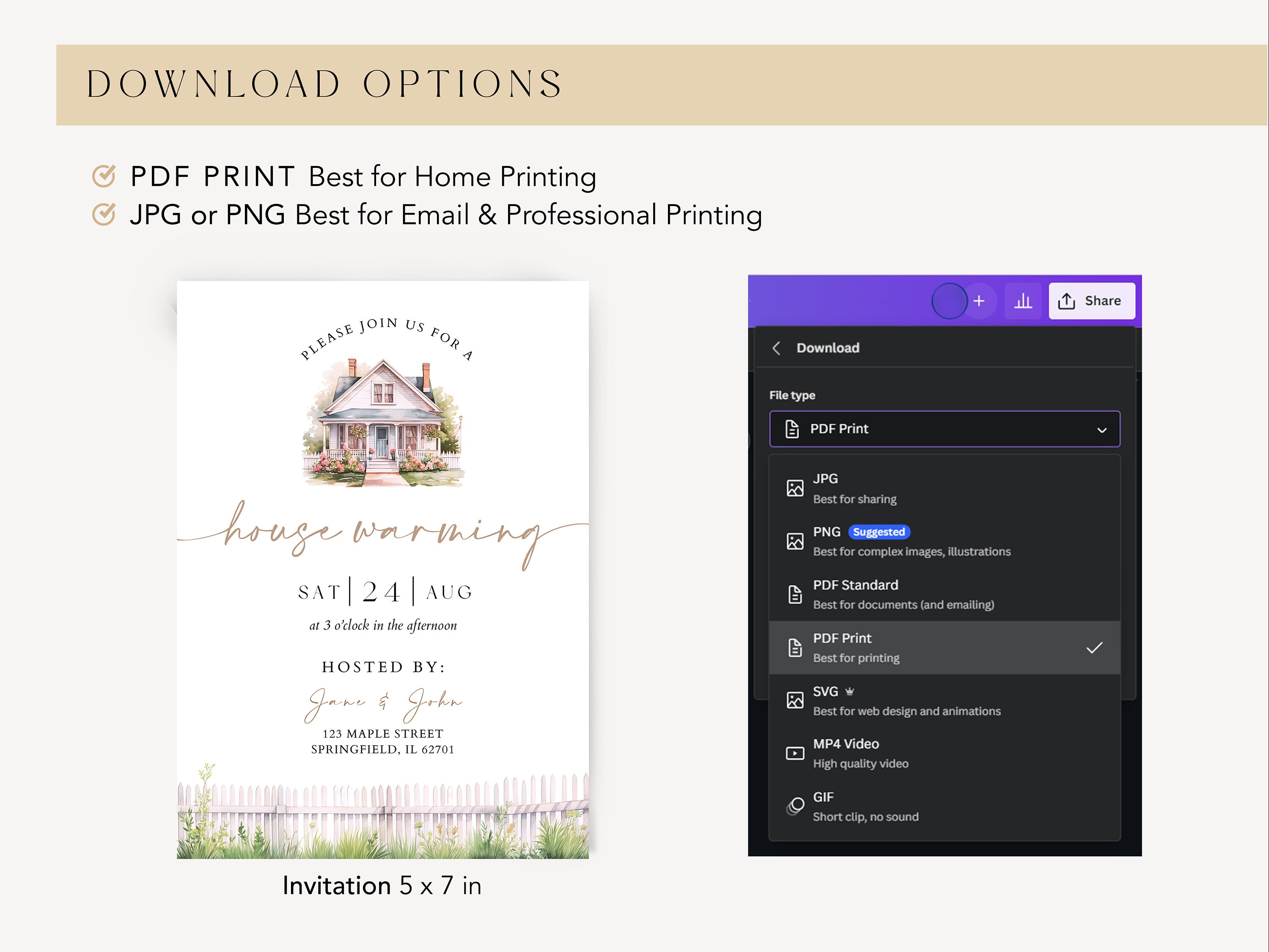 Editable Housewarming Invitation Canva Template, Minimalist New Home ...