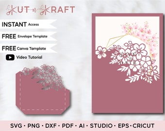 Laser cut Template for Wedding Invitation diy brides Quinceanera invitation, Birthday, Sweet Sixteen Svg, AI Eps, Dxf, Silhouette, Cricut
